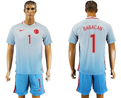 Turkey #1 Babacan Away Soccer Country Jersey - Click Image to Close
